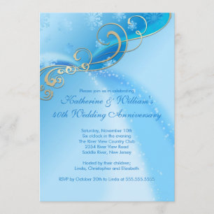 Elegant Blue Snowflake Winter Jubileum Kaart