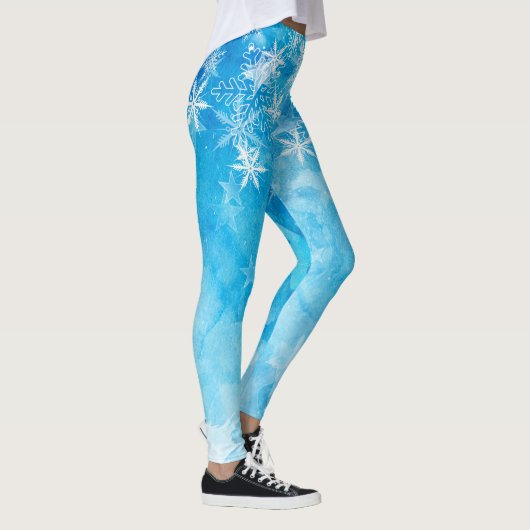 Elegant Blue Snowflakes kerst | Leggings (Rechts)