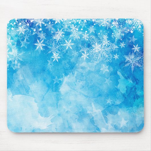 Elegant Blue Snowflakes kerst | Mousepad Muismat (Voorkant)
