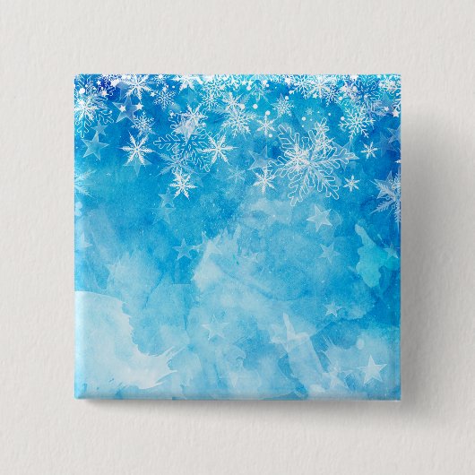 Elegant Blue Snowflakes kerst | Pin-Button Vierkante Button 5,1 Cm (Voorkant)