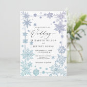 Elegant Blue snowflakes Winter Wedding Kaart (Staand voorkant)