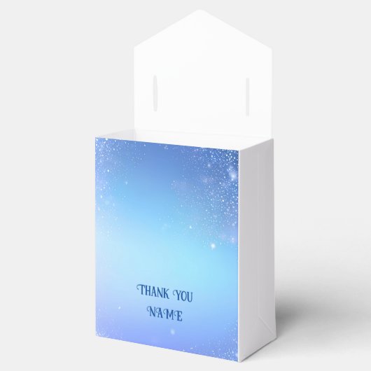 Elegant Blue Sparkle-ontwerp voor huwelijksuitnodi Bedankdoosjes (Geopend)