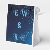 Elegant Blue Sparkle-ontwerp voor huwelijksuitnodi Bedankdoosjes (Achterkant)
