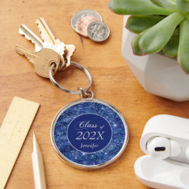 Elegant Blue Star Shimmer Class Afstuderen Sleutelhanger