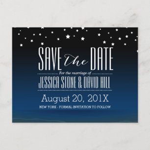 Elegant Blue Sterrennacht Wedding Save the Date Aankondigingskaart