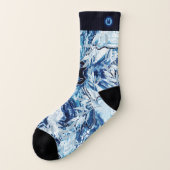 Elegant Blue Stream-monogram Sokken (Links - buitenkant)