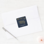 Elegant Blue Strings of Lights 30th Birthday Vierkante Sticker (Envelop)