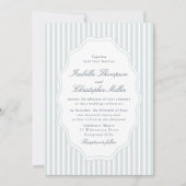 Elegant Blue Stripe Classic Wedding Invitation (Devant)