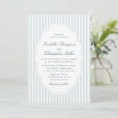 Elegant Blue Stripe Classic Wedding Invitation (Debout devant)