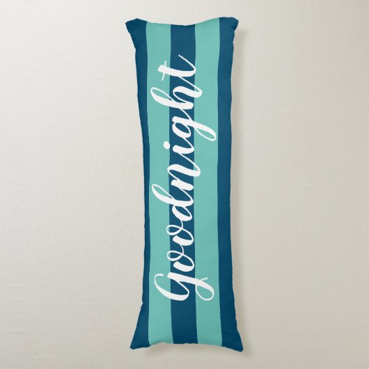 Elegant Blue Striped Pattern en Gezegde Good Night Lichaamskussen (Voorkant Verticaal)