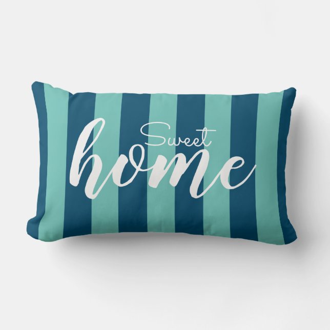 Elegant Blue Striped Pattern Test Sweet Home Kussen (Voorkant)