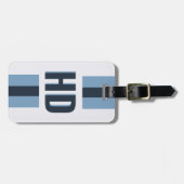 Elegant Blue striped Shadow Monogram Beach Trip Bagagelabel (Voorkant horizontaal)