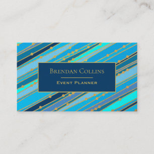 Elegant Blue Stripes en Gold Stippen Visitekaartje
