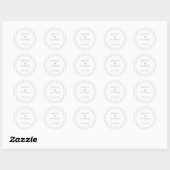 Elegant Blue Stripes Monogram  Ronde Sticker (Vel)