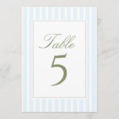 Elegant Blue Stripes Wedding Table Number Kaart (Voorkant)