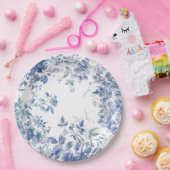 Elegant Blue Toile Chinoiserie Vrijgezellenfeest Papieren Bordje (Feest)