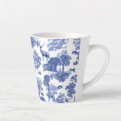 Elegant  Blue Toile Deer Fox Hare Pattern Latte Mok (Rechts)