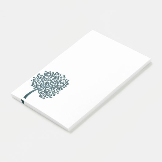 Elegant Blue Tree Heart-ontwerp Post-it® Notes (Schuin)