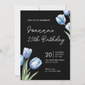 Elegant Blue Tulip Birthday Party Invitation (Devant)