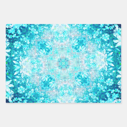 Elegant Blue Turquoise Sky Crystal Mandala Inpakpapier Vel (Voorkant)