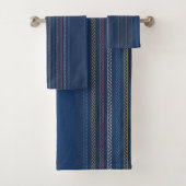 Elegant Blue Vertical Regatta Striped Border Bad Handdoek (Insitu)