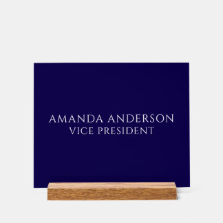 Elegant Blue Vice President Title Name Plate