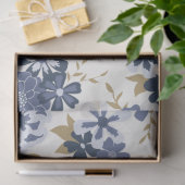 Elegant Blue Vine Floral Pattern Tissuepapier (Geschenk)