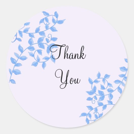 Elegant Blue Vines Dank je Ronde Sticker (Voorkant)