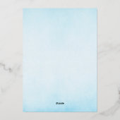 Elégant Blue Vintage Foil Baby shower Invitation (Verso)