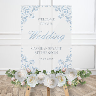 Elégant Blue Vintage Frame Mariage Bienvenue