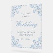Elégant Blue Vintage Frame Mariage Bienvenue (Angle)