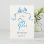 Elegant Blue Watercolor Baby Shower Invitation (Debout devant)