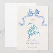 Elegant Blue Watercolor Baby Shower Invitation (Devant / Derrière)