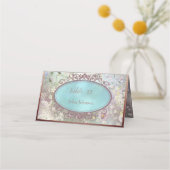 Elegant Blue Watercolor Floral Place Card (Voorkant)