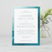 Elegant Blue Watercolor Wedding Invitation (Debout devant)