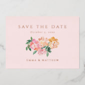 Elegant Blue Waterverf Botanical Save the Date Folie Uitnodiging (Voorkant)