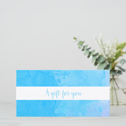Elegant Blue Waterverf Cadeaubon (Staand voorkant)