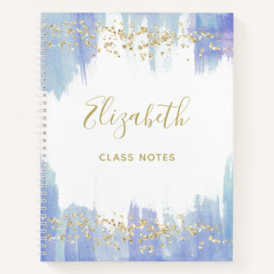 Elegant Blue Waterverf en Gold Notitieboek
