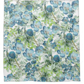 Elegant Blue Waterverf Floral Pattern Douchegordijn (Voorkant)