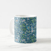 Elegant Blue Waterverf Floral Pattern Koffiemok (Voorkant links)