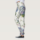 Elegant Blue Waterverf Floral Pattern Leggings (Links)