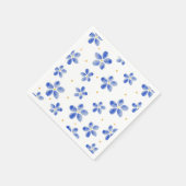 Elegant Blue Waterverf Floral Servet (Hoek)