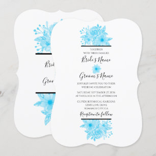 Elegant Blue Waterverf Floral Wedding Invitations Kaart