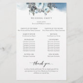 Elegant Blue Waterverf Floral Wedding Programme (Achterkant)