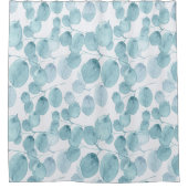 Elegant Blue Waterverf laat een Ditsy Pattern over Douchegordijn (Voorkant)