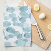 Elegant Blue Waterverf laat een Ditsy Pattern over Theedoek (Quarter Fold)