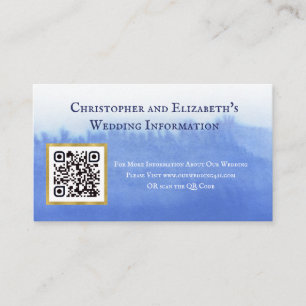 Elegant Blue Waterverf QR Code Website Weddenschap Visitekaartje