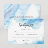 Elegant Blue Waterverf RSVP-kaarten Kaart (Voorkant / Achterkant)
