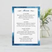 Elegant Blue Waterverf Wedding Menu (Staand voorkant)