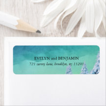 Elegant Blue Waterverf Winter Return Address